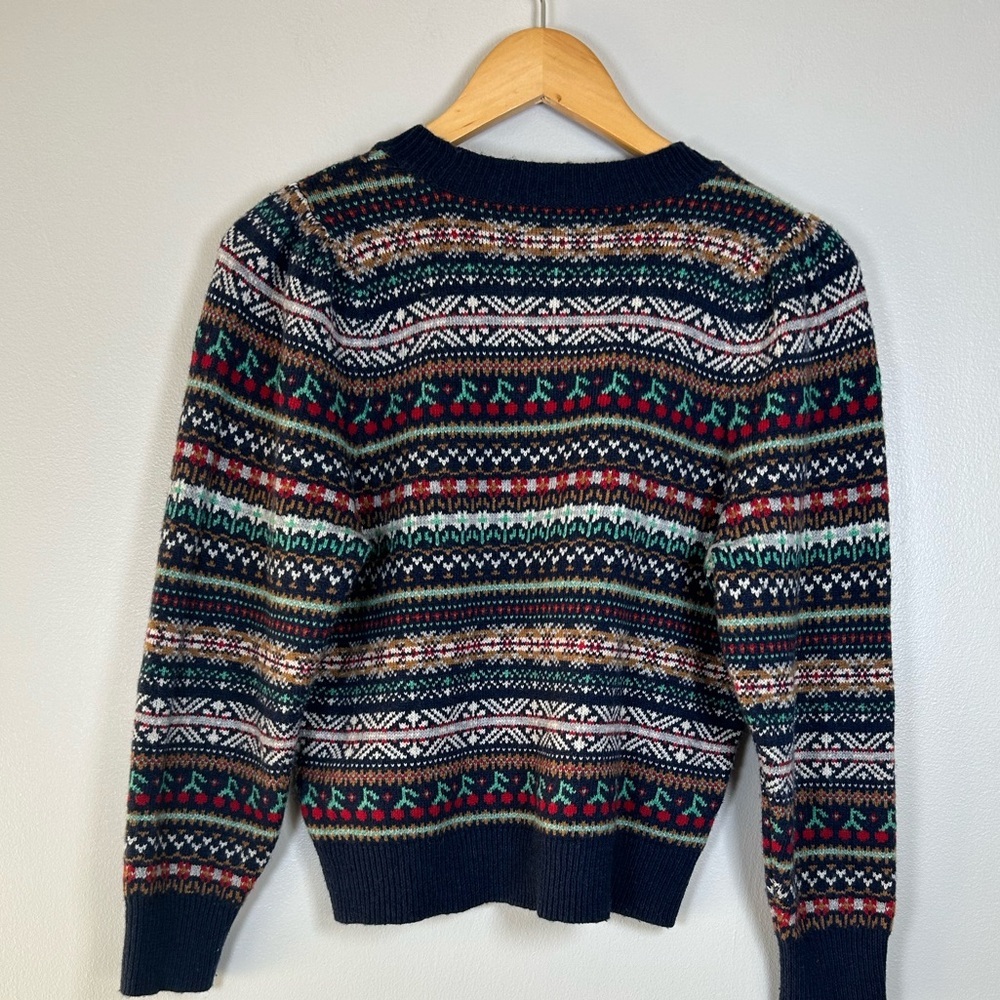 J. Crew cherry print fair isle crewneck sweater - Picture 2 of 8